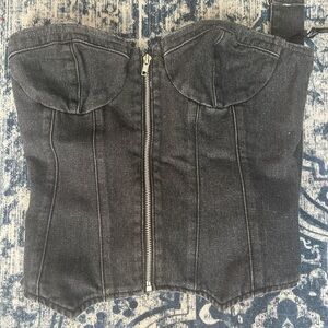 Black Denim Tube Top. Size Large
